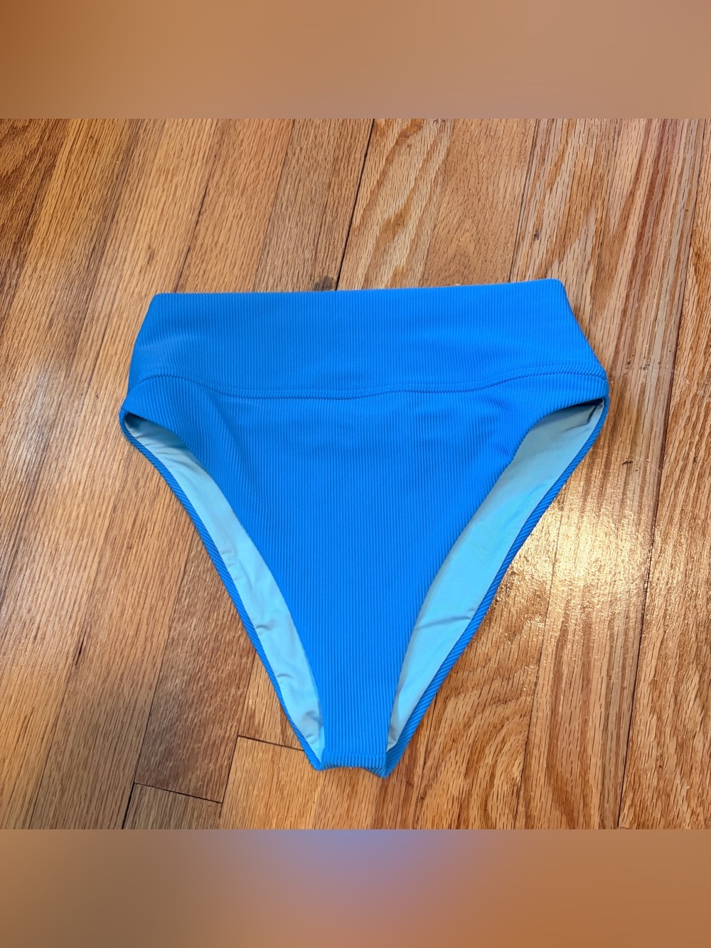 Beach Riot Ribbed High-Waist Bikini Bottoms in Bright Blue